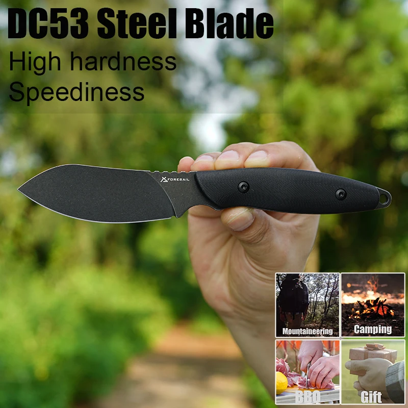 DC53 เหล็ก SHARP คงที่มีด G10 Handle ยุทธวิธี Survive การล่าสัตว์ตกปลากลางแจ้งห้องครัวผลไม้ Camping EDC เครื่องมือแบบพกพามีด