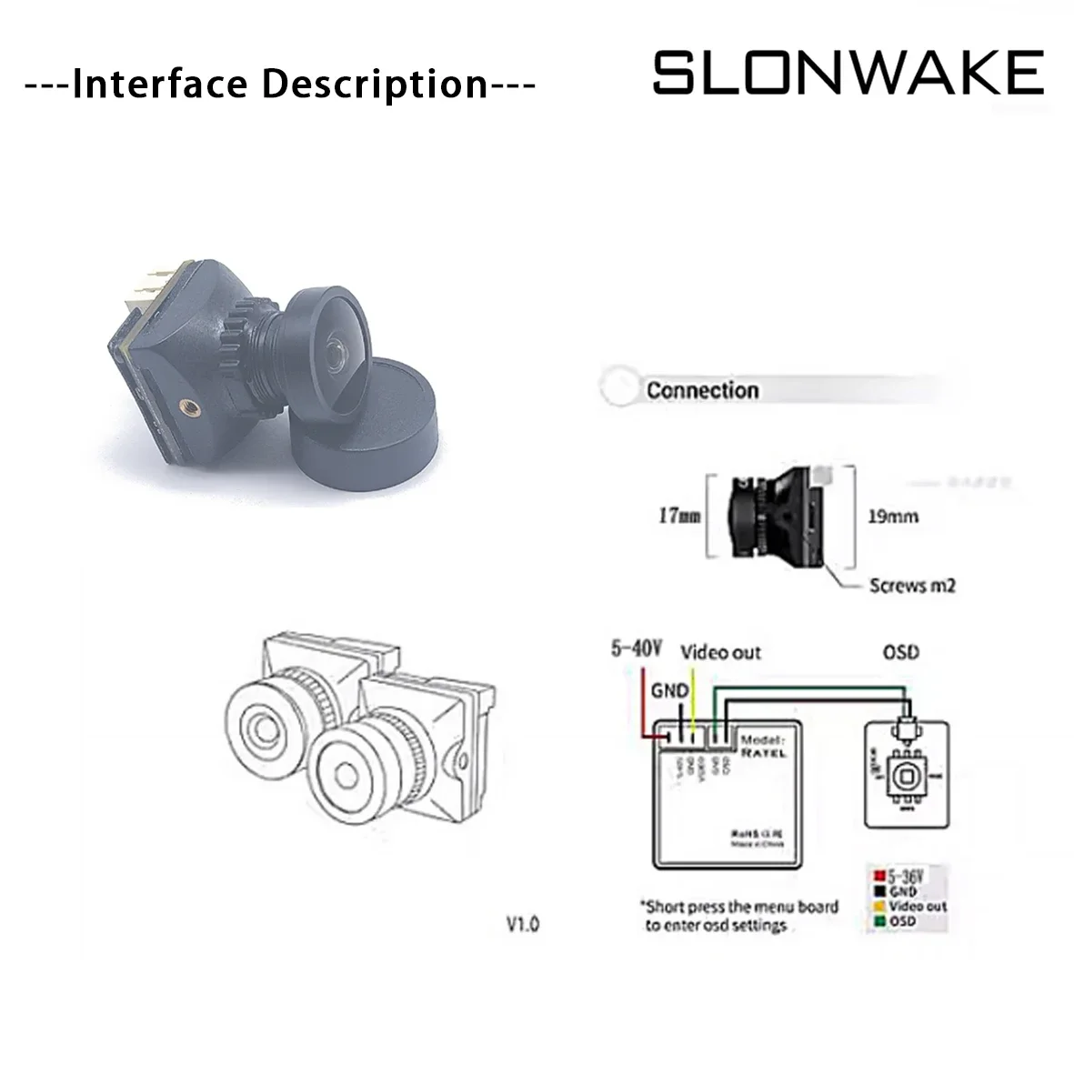 Kamera FPV 1800TVL Sony 1/3 cala Starlight Vision COMS 5V-40V NTSC/PAL z wewnętrznym OSD dla RC FPV Racing Drone DIY Parts