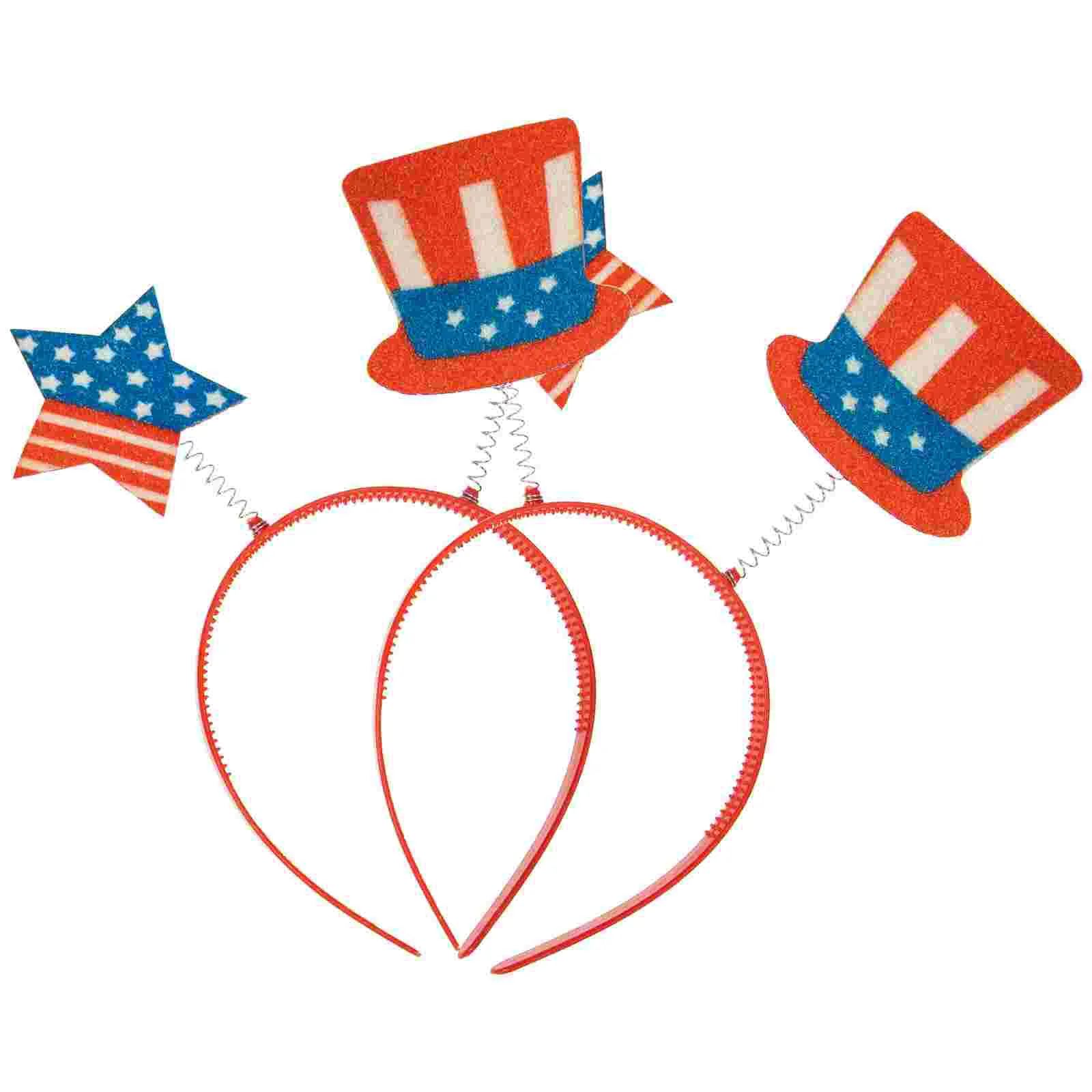 

2 Pcs Star Hair Hoops ABS Material Bright Color Festival Flag Women Selfie Prop Independence Day Party Headdress Trendy