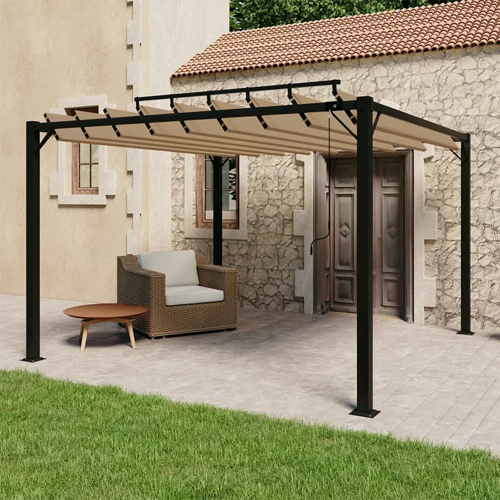Vidaxl Gazebo With Louvered Roof 3X3 M Taupe Fabric And Aluminium Outdoor Products Sunshade And Rainproof