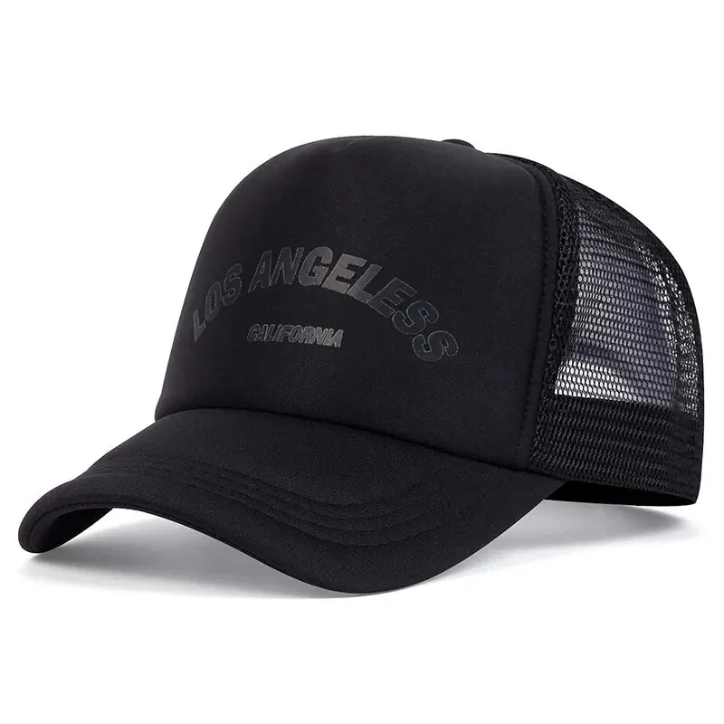 Męskie damskie czapki z daszkiem LOS ANGELES modne letnie oddychające czapki z siatki czapki z prostym daszkiem Unisex czapki Trucker czapki Hip Hop