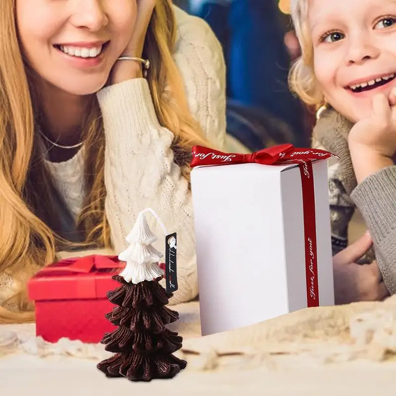 Bougie Parfumée en Forme d'Arbre de Noël, Décorations de Table, Réveillon de Noël, Hiver