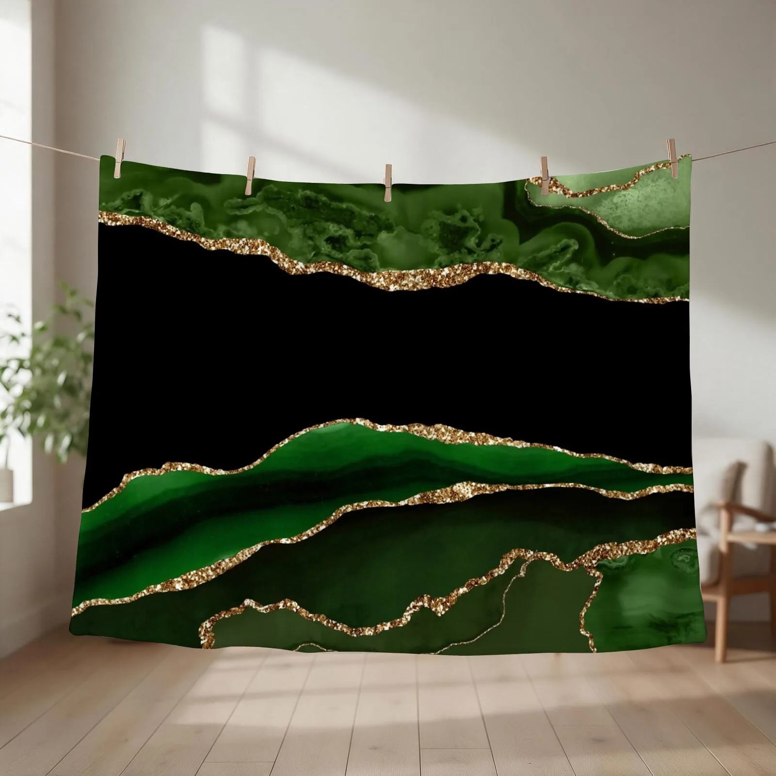 Emerald Green Faux Malachite Marble Throw Blanket for winter Custom For Decorative Sofa Soft Beds Blankets