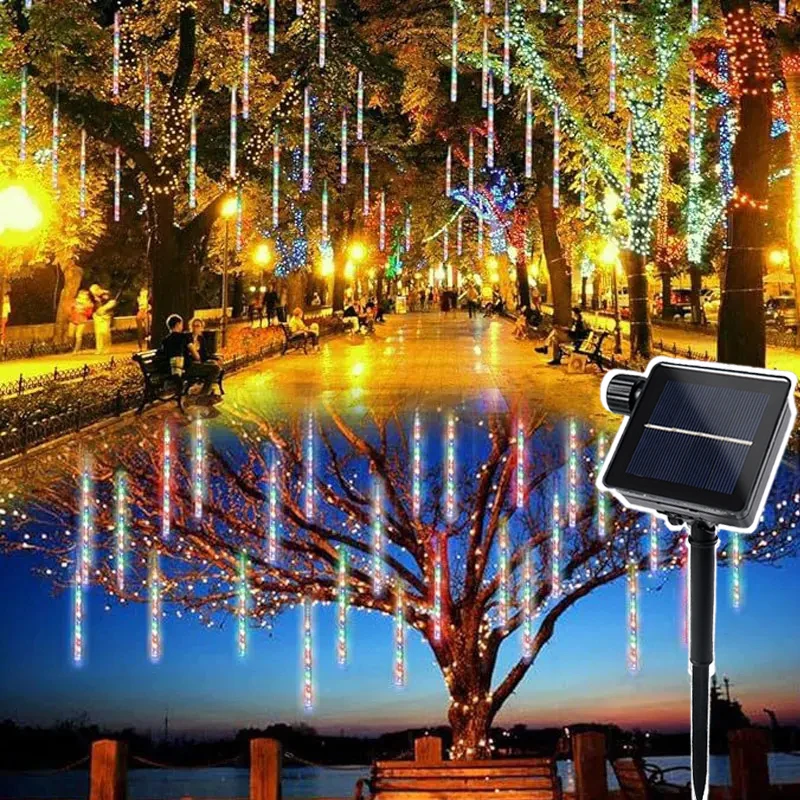 Imagem -04 - Outdoor Led Solar Meteor Shower Light Tubos Guirlandas para Jardim de Casamento Fairy String Lights Decoração de Árvore de Natal 30 cm 50cm