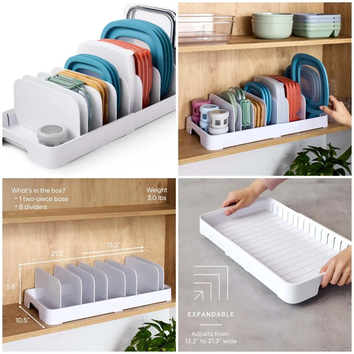 

StoraLid Expandable Food Container Lid Organizer with Tall Dividers, 40 Lid, Premium Edition