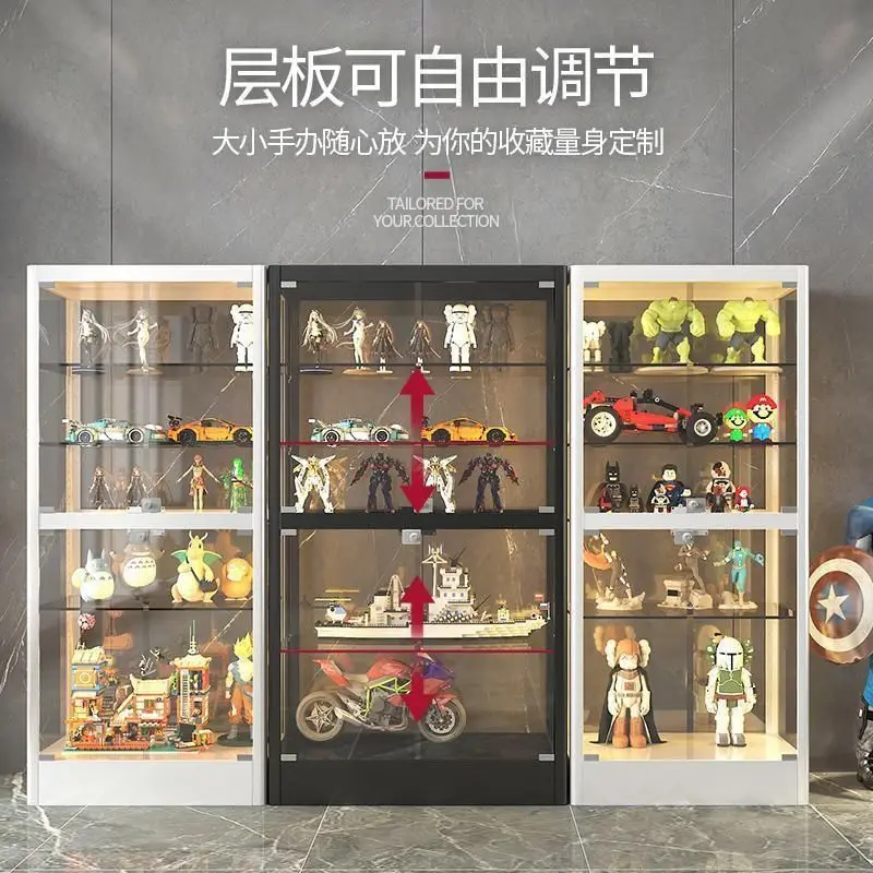 Customized. Hand-Made Display Cabinet Household Display Stand LED Light Transparent Tempered Glass Cabinet Building Block C