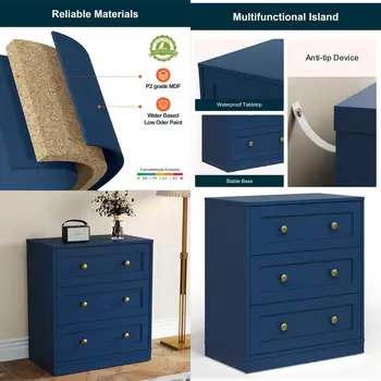 Blue Wooden Accent Nightstand 1