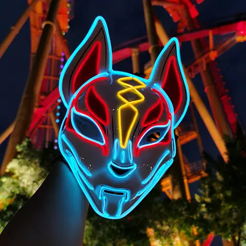 Neon Fox Mask for Cosplay and Party GZYUCHAO EL