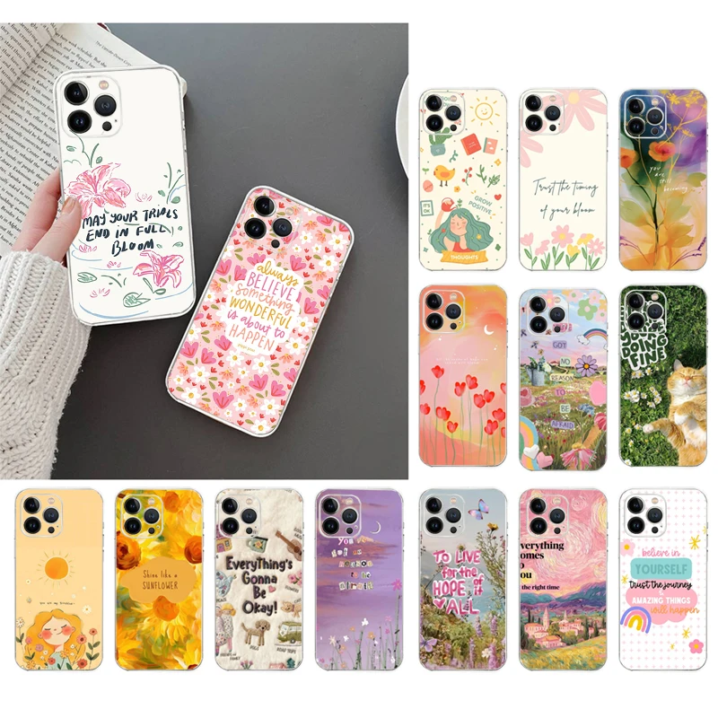 Brave Strength Motivation Quotes Transparent Case For iPhone 13 14 15 16 17 Air Pro Max Plus Mini Shockproof Cover