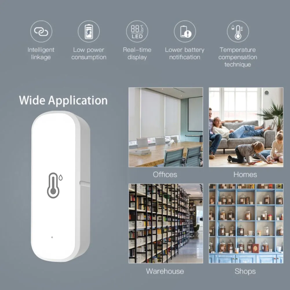 Tuya ZigBee Temperature Humidity Sensor Home Connected Thermometer Compatible With Smart Life Google Home Assistant