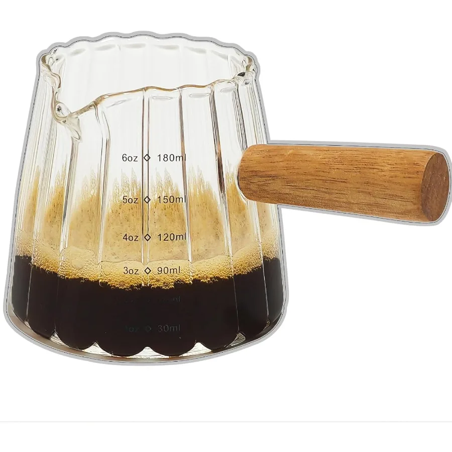 

Espresso Cups 6OZ Espresso Accessories Expresso Shots Cup Espresso Shot Glass with V-Shaped Mouth Ribbed Milk Frothing Pitcher