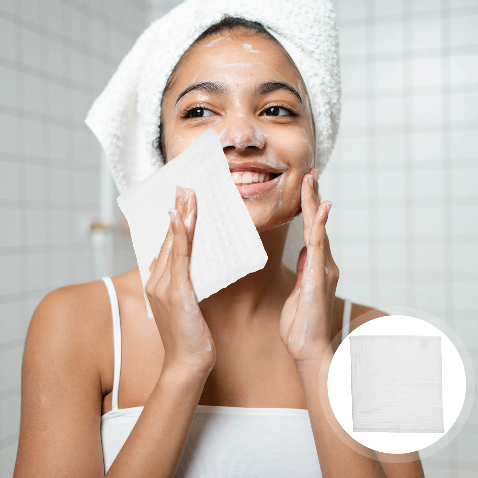 

2Pcs Waffle Cotton Square Towels Soft Supple Breathable Water Absorbent Facial Hand Bulk Bulk Washcloths