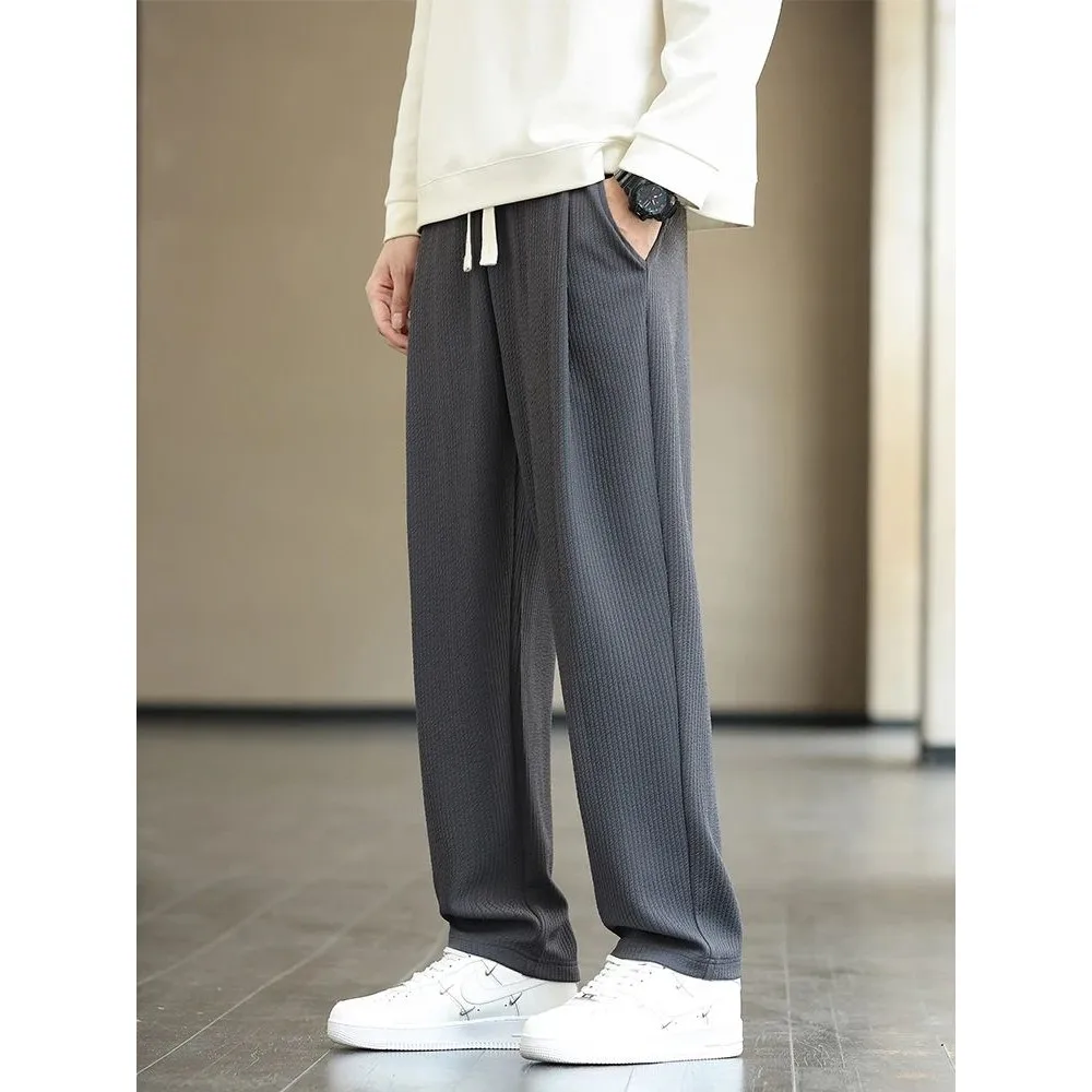 

Осенние мужские спортивные штаны с завязками, широкая талия, прямая длина ног, восемнадцать, молодежные и яркие, Новое поступление