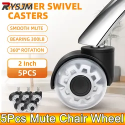 AD 5 Pcs 2-inch 11mm Mute Double Caster Furniture Circlip Pulley Office Chair Universal Wheel Rubber Mute Wheel For Replace Furn