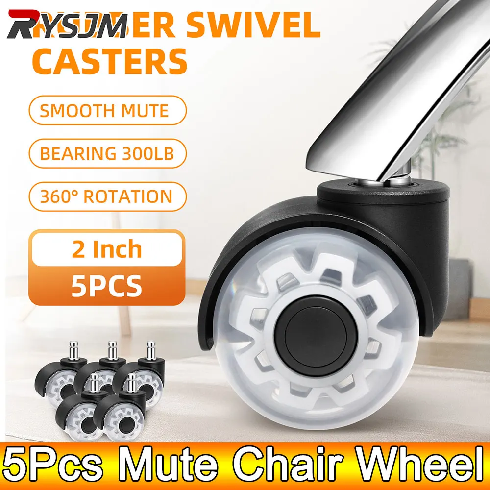 AD 5 Pcs 2-inch 11mm Mute Double Caster Furniture Circlip Pulley Office Chair Universal Wheel Rubber Mute Wheel For Replace Furn