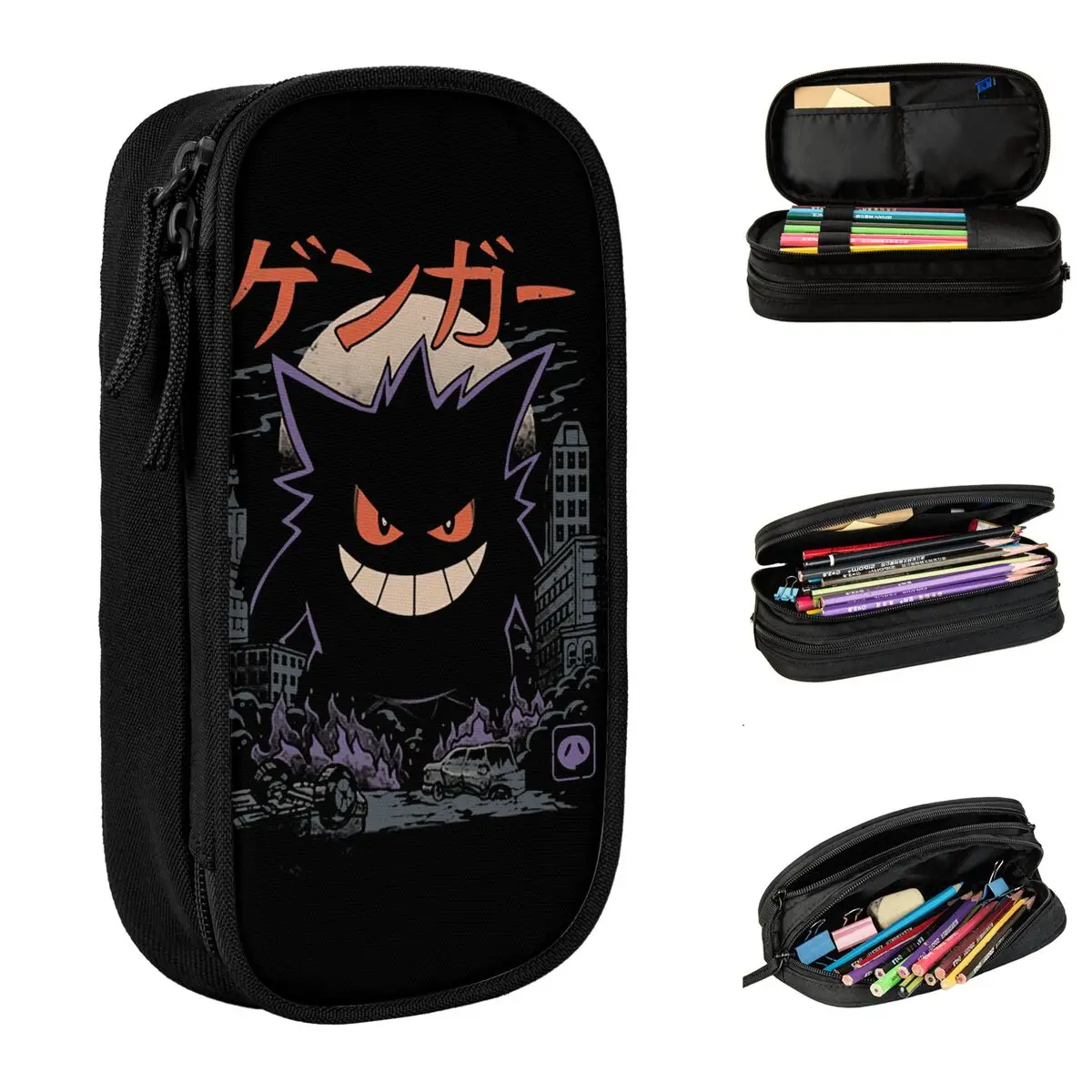 Gengar Kaiju Japan Style Pokemon Pencil Cases Fashion Pen Bags for Student Big Capacity Office Gift Pencilcases