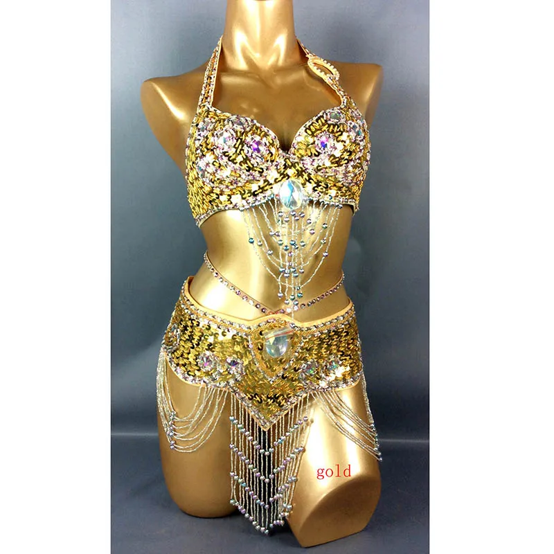 

Customized New Belly Dance Bra Competition Opening Dance Costume Women's Large Belly Dance Set Nightclub Sexy Performance Dress