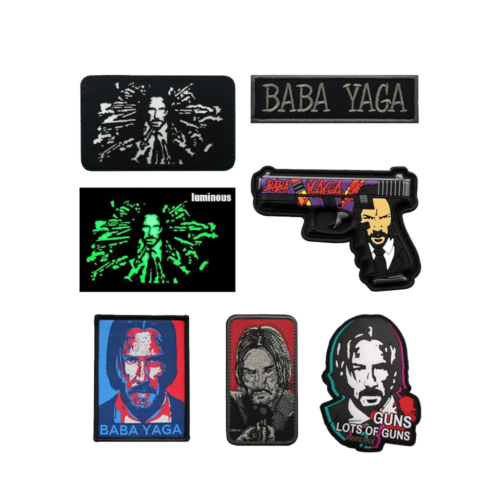 New BABA YAGA Rubber Patch Embroidery Bag Accessory Portrait Luminous Laser Cut Backpack Patches for Clothing