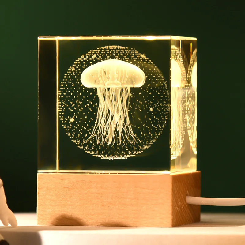 Creative Solar System Milky Way Crystal Ball Home Decor Item 3D Laser Intricate Engraving Wooden Glowing Night Light