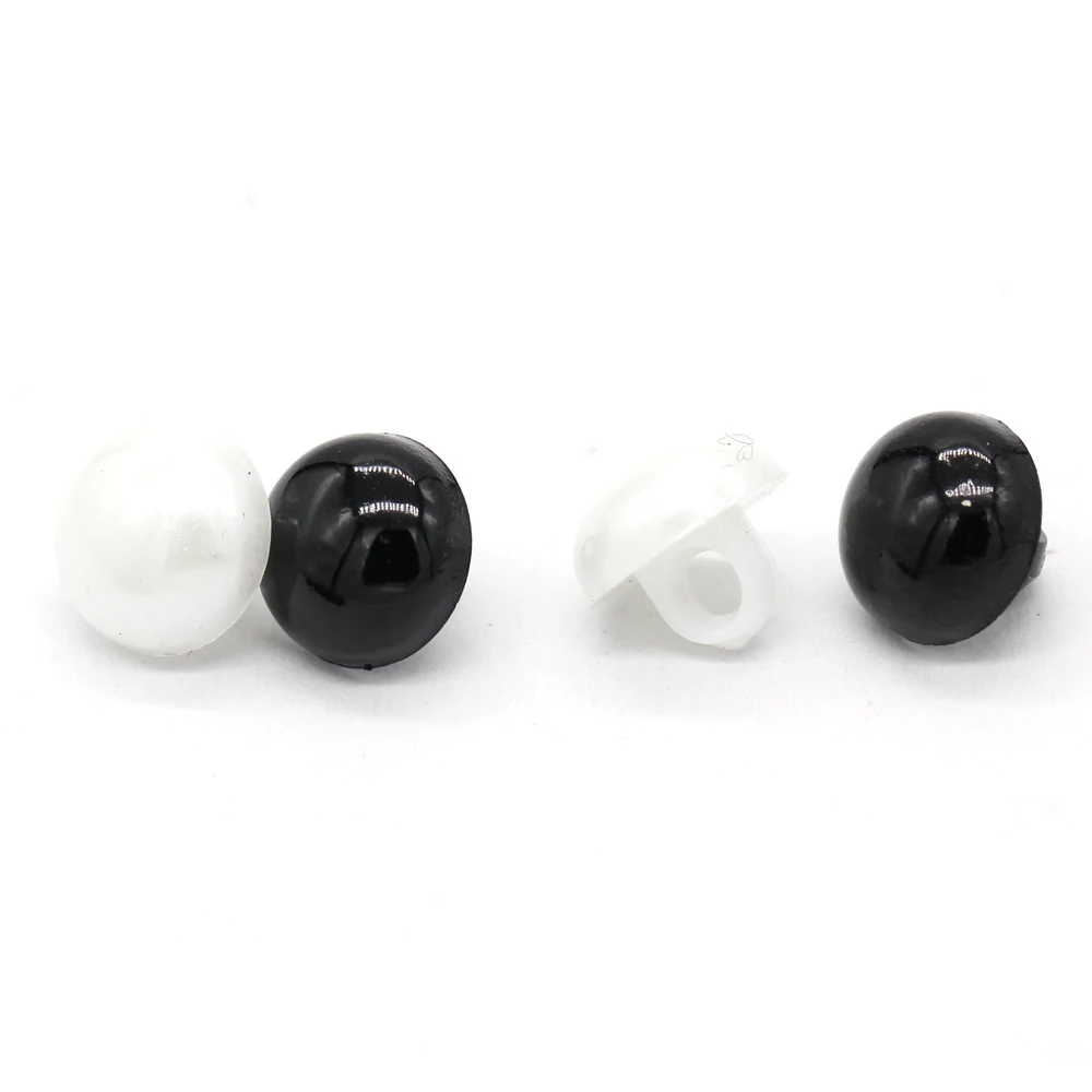 EQUBO 9/10/12/13/15/20mm White Black Semicircle Pearl Sewing Buttons for Clothes Mini Doll Dress Shirt Coat DIY Crafts Wholesale