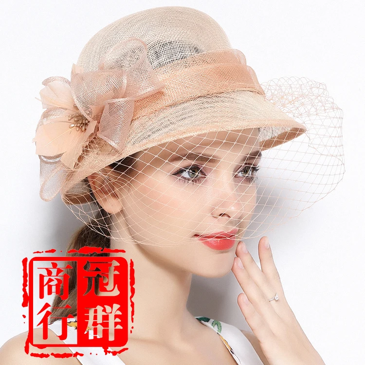 X4123  Retro British Veil Fascinators Linen Gauze Cap Women Mesh Hat Ladies Banquet Hat Sun Shade Summer Hat Women Millinery Cap