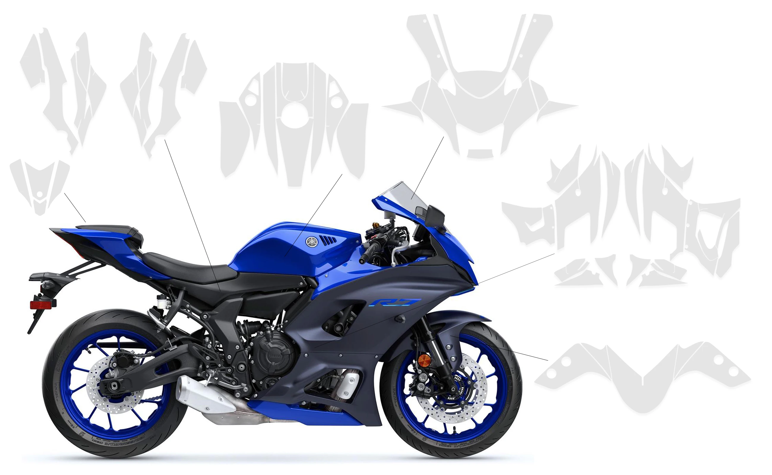 YZF R7 PPF Motorcycle Protective Film TPU Fairing Protection Windshield For YAMAHA YZF-R7 2022 2023 2024 Scratch Resistant Film