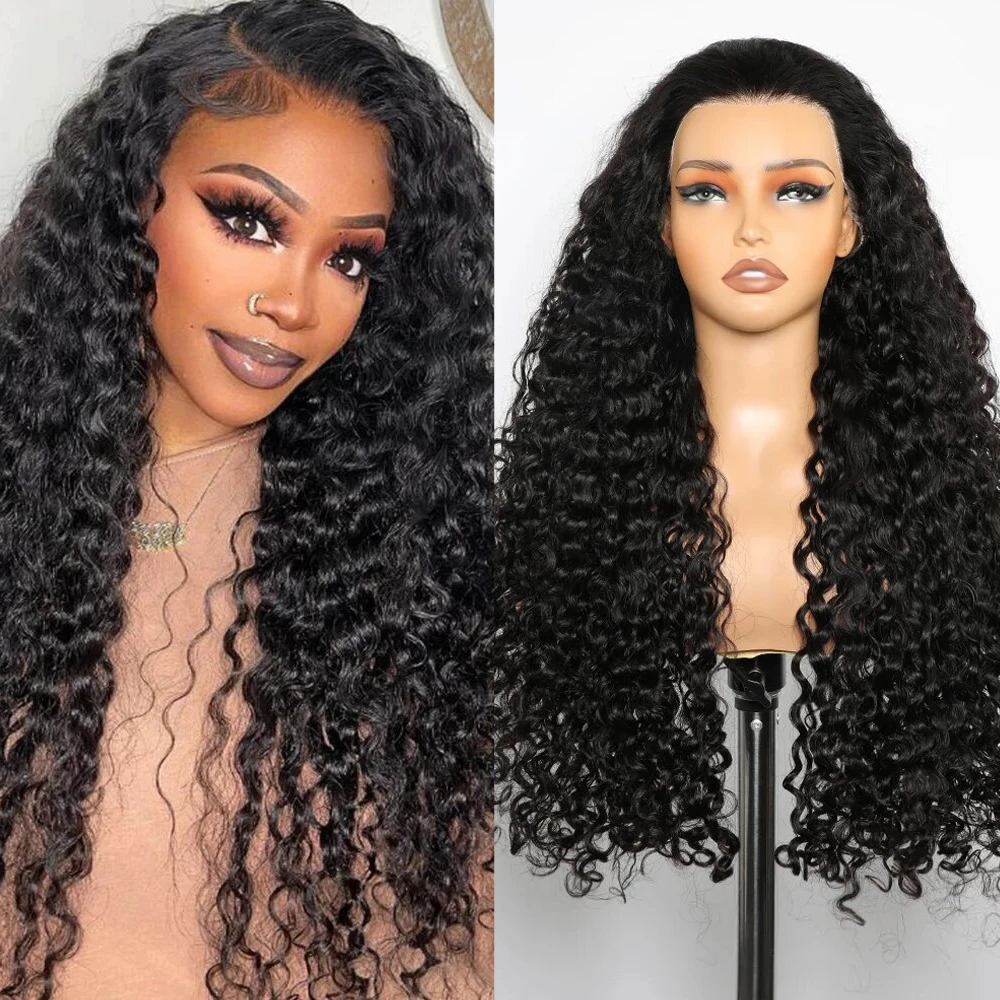 Pelucas de cabello humano de densidad 180% de onda de agua de encaje 4x4 fáciles de usar para mujer