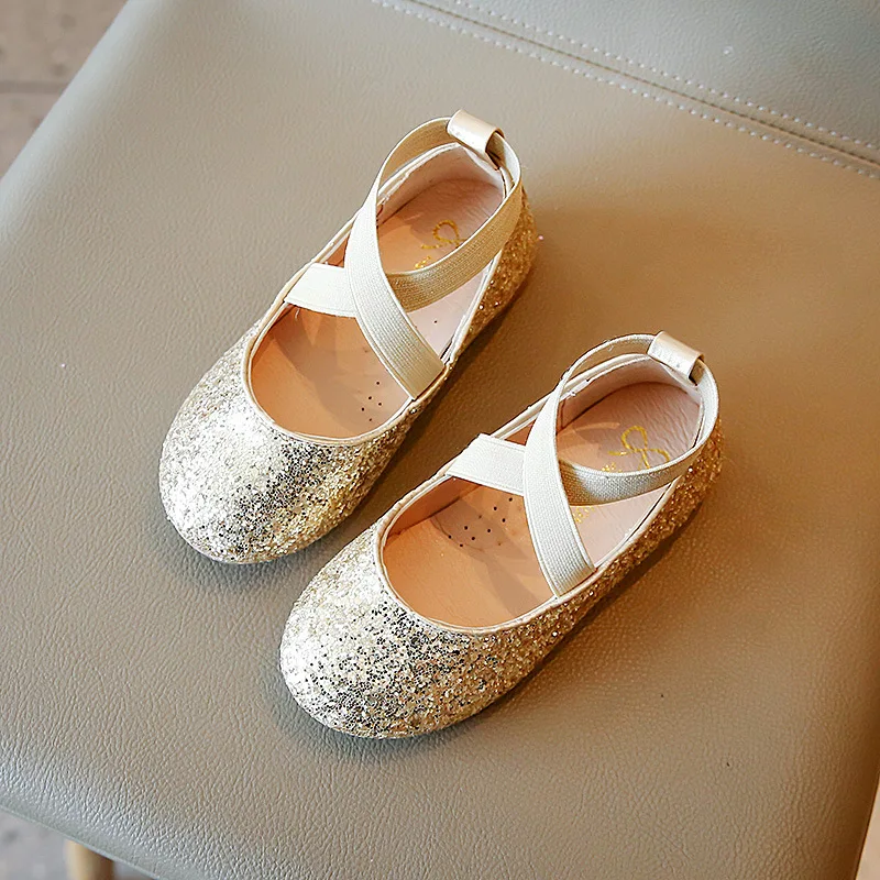 AINYFU New Girls Shoes Spring Sequin Children Baby Princess Shoes Student Fashion Ittle Girl Performance Dance Shoes H54