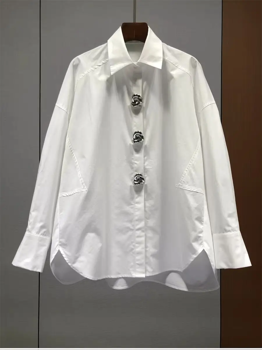 

Luxury Brand Design women's blouses and shirts 2026 spring summer Women's shirt oversize cotton casual top women clothing Blusas