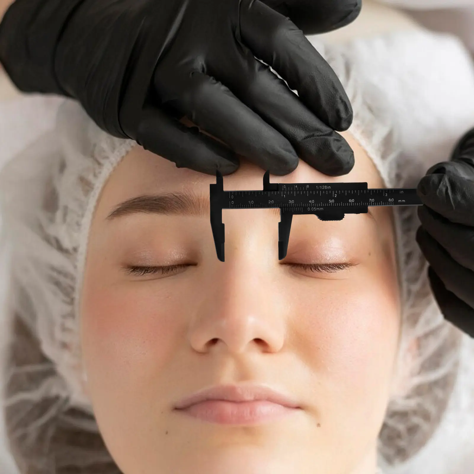 10Pcs Eyebrow Measuring Ruler Professional Plastic Caliper for Facial Measurement Inner Outer Diameter Depth Sliding Scale