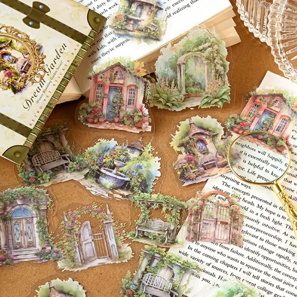 Scrapbooking Stickers Flower Blooming Garden Sticker Background Paper Notebook Decoration Children's Sticker Vintage Style