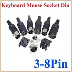 5pcs/lot 3P 4P 5P 6P 7P 8Pin DIN Male/Female Plug Jack with Plastic Handle Keyboard Cable Connector Adapter PS2