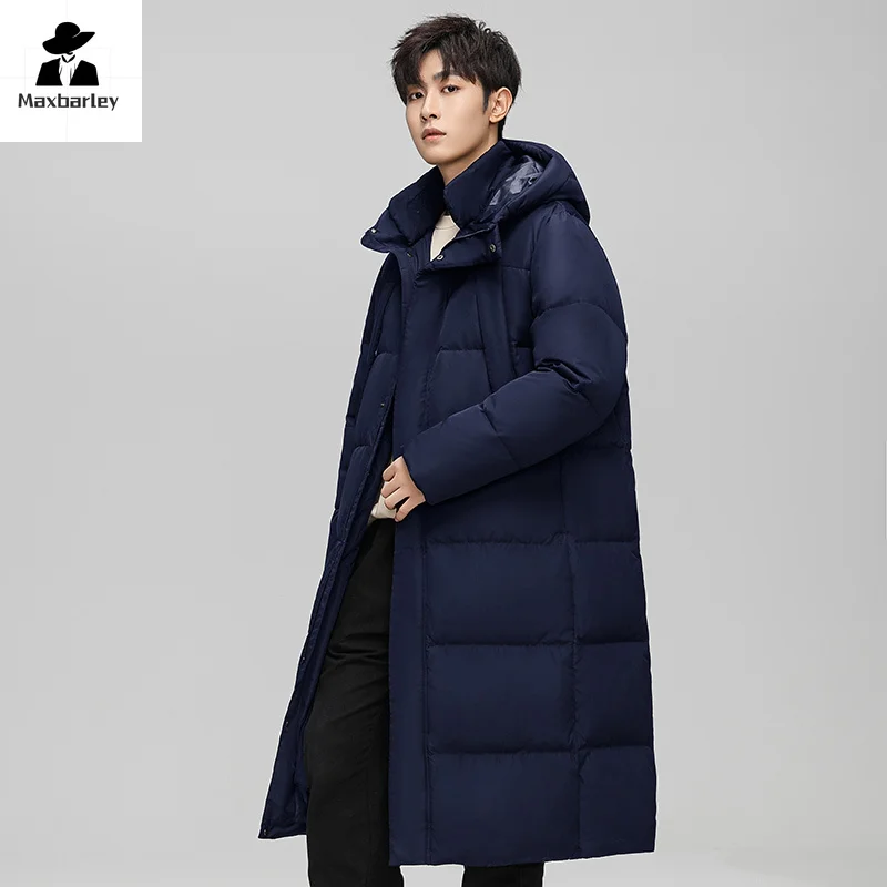 Inverno longo para baixo jaqueta das mulheres dos homens marca na moda grosso quente pato branco para baixo parka casual neve acampamento à prova de vento com capuz puffer casaco