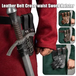 Leather Medieval Viking LARP Sword Belt Sheath Adjustable Scabbard Holder Warrior Knight Cosplay Accessory Rapier Holster Frog