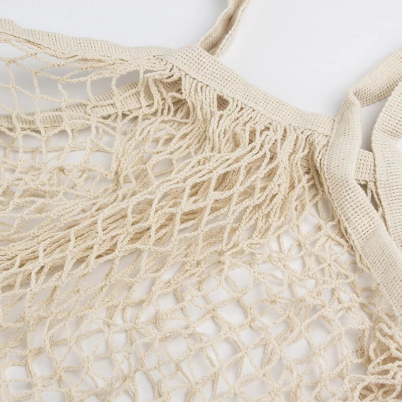 أكياس بقالة شبكية ممتازة ، أكياس إنتاج قابلة لإعادة الاستخدام ، مقبض طويل ، حمل شبكي ، خيط ، أكياس فواكه وخضروات