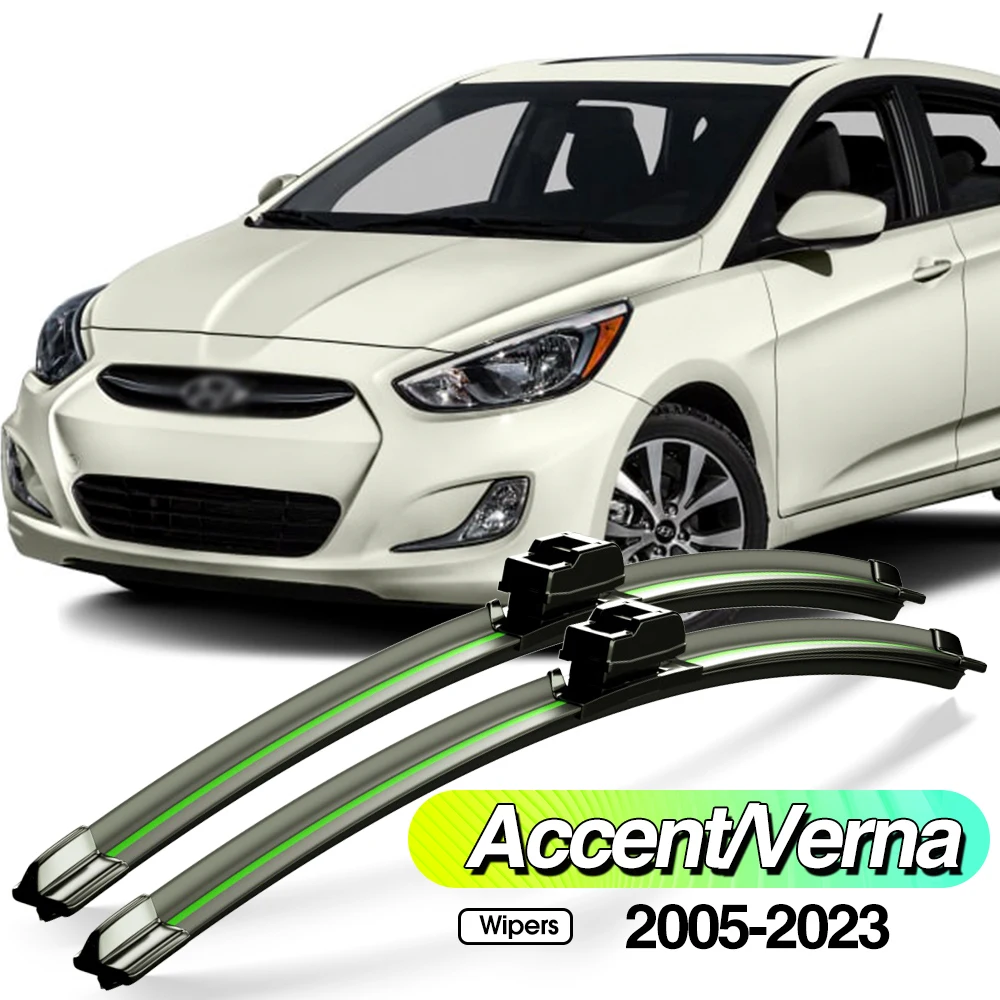 

For Hyundai Accent Verna 2005-2023 2pcs Front Windshield Wiper Blades Windscreen Window Accessories 2010 2011 2015 2017 2020