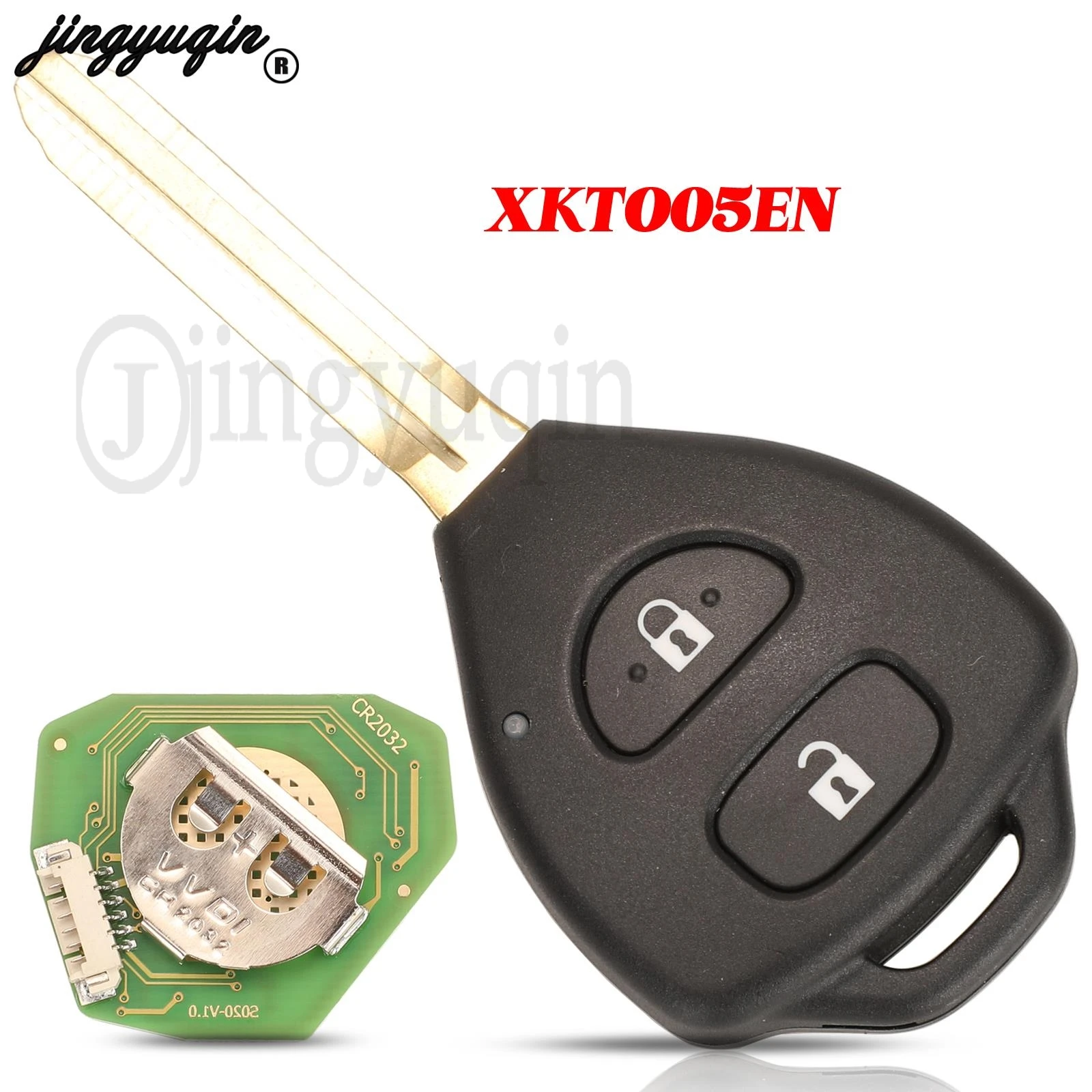 

jingyuqin 2 Buttons Xhorse XKTO05EN VVDI Wired Universal Remote Car Key For Toyota Style Flat VVDI2 Key Tool English