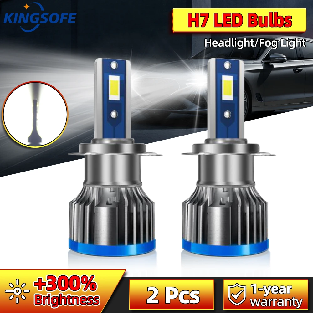 

2pcs H7 LED Headlight Bulbs CANBUS 6000K White High Bright 26000LM Car Driving Lamp Fanless Error Free Fanless Spotlight