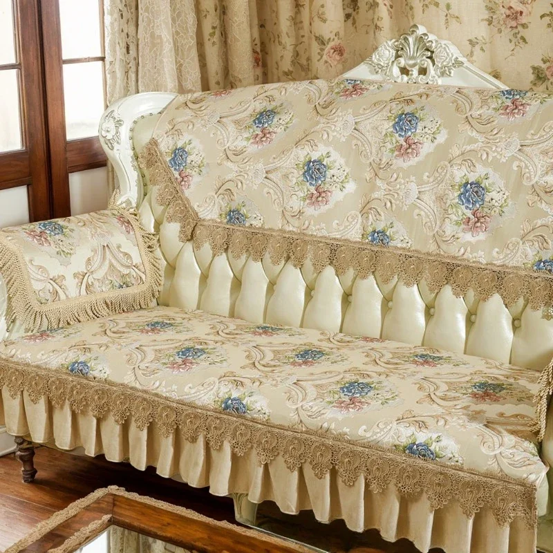 European High Density Jacquard Lace Sofa Cover Seasons Universal Slipcover Couch Furniture Recliner Protector Anti-Slip Luxury