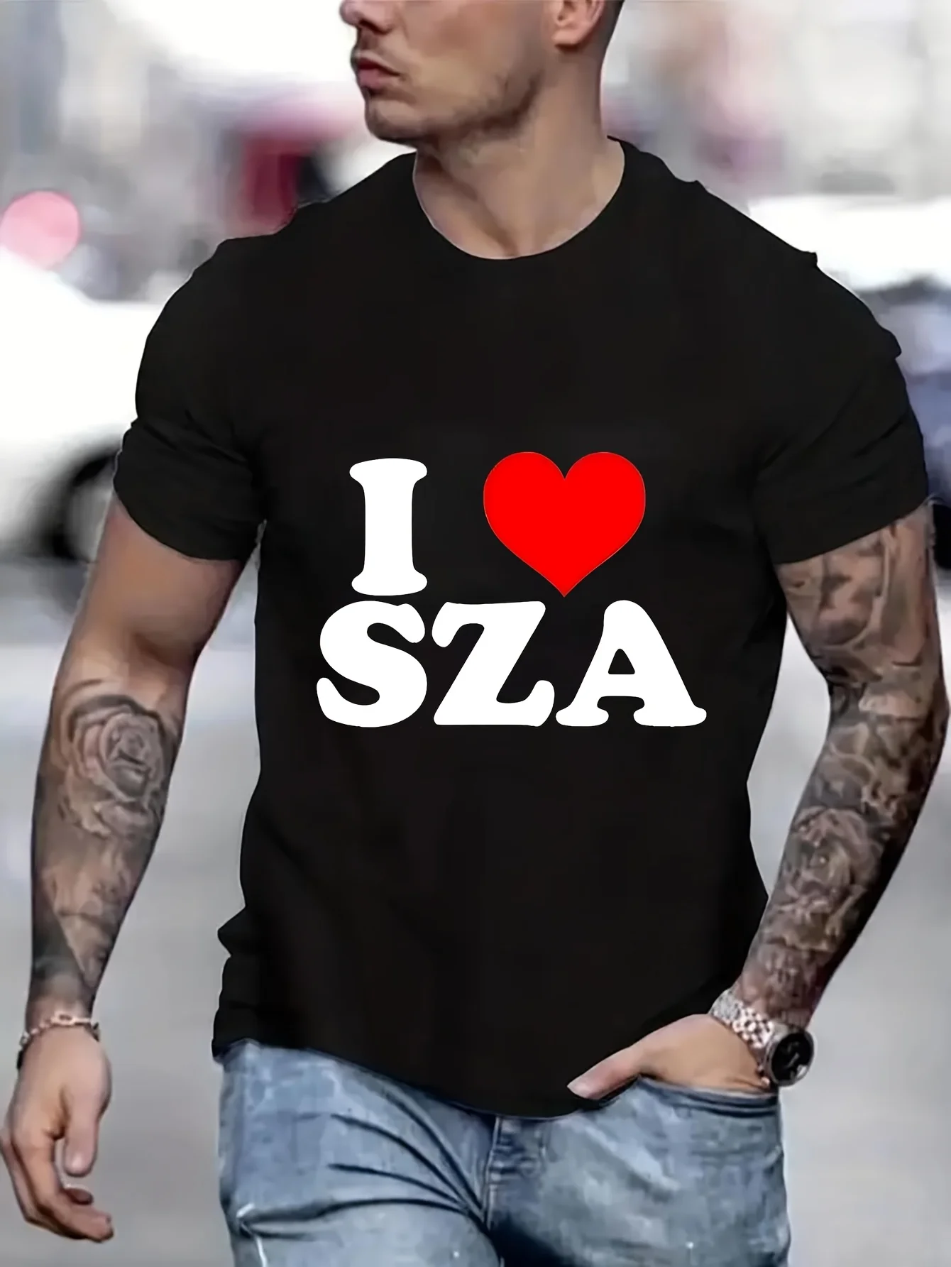 

I Love SZA Men's Cropped T Shirt Men 2025 New In Tops And T-Shirts Men's Clothing Oversized T-Shirt B5022433