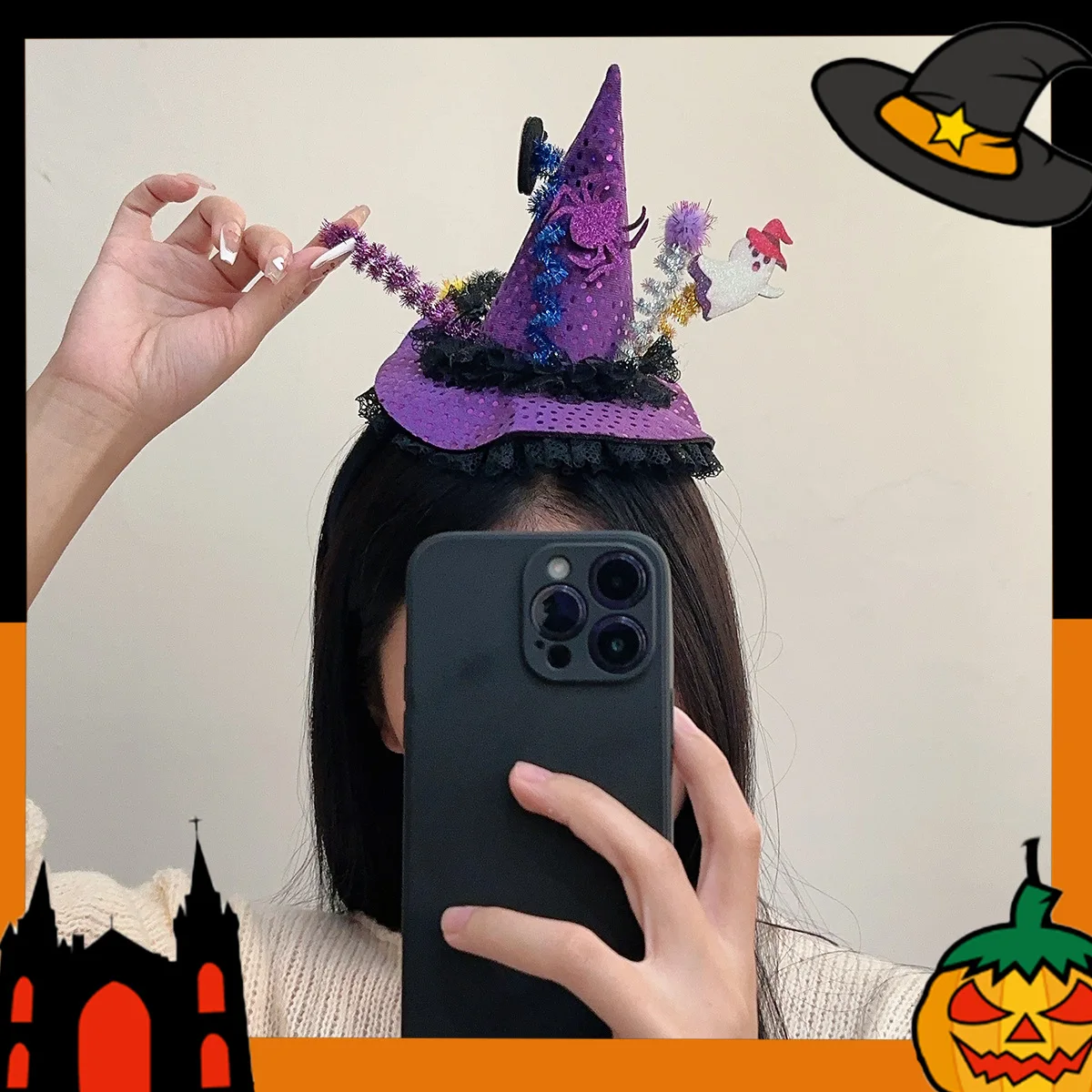 Halloween-Haarband, Kopfschmuck, klassisch, modisch, Hexe, magisches Haarband, Halloween-Haarschmuck, lustige Requisiten