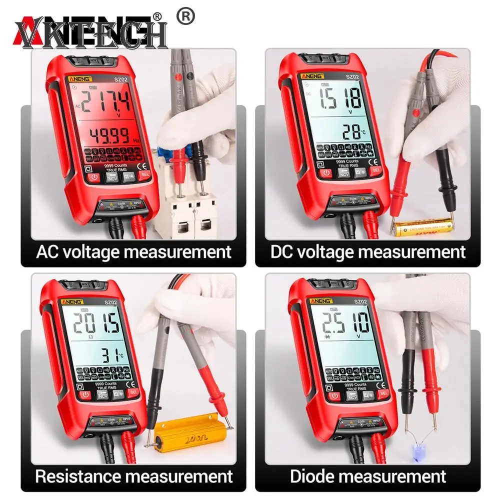 SZ02 Diode Tester Professional Digital Multimeter True RMS 9999 Counts Smart AC/DC Current Voltage Auto Range Multimetres