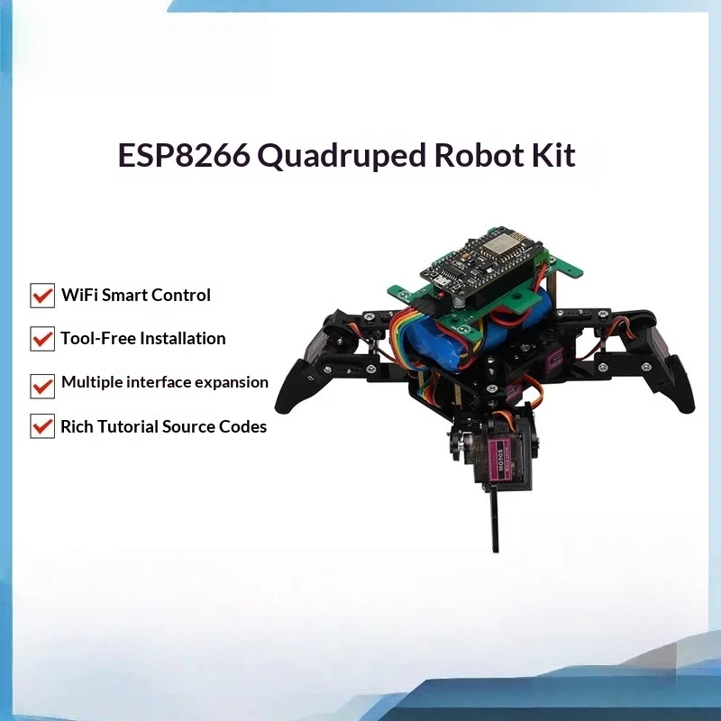 ESP8266 Quadruped Robot Kit For Arduino Programming WiFi Control No Welding STEAM Education School Programming Kit