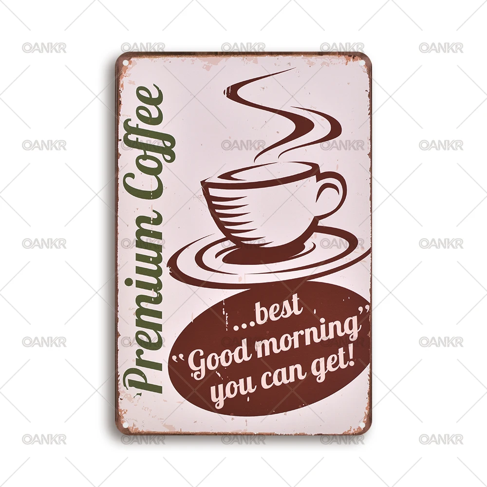 Fresh Brewed Coffee Metal Retro Decor Vintage Tin Sign Coffee Poster Bar Decor Home Office Coffee Station Wall Decorations