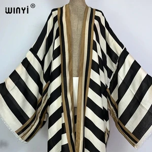 Elegante Winyi-Kimono mit Strandstreifendruck, sexy Strickjacke, Maxi Beach Kee, Nachtkleid, Maxi-Kleid, Afrika Sommer, Boho 12 Hauptverkäufe Chic Beach Ausfahrt - №3