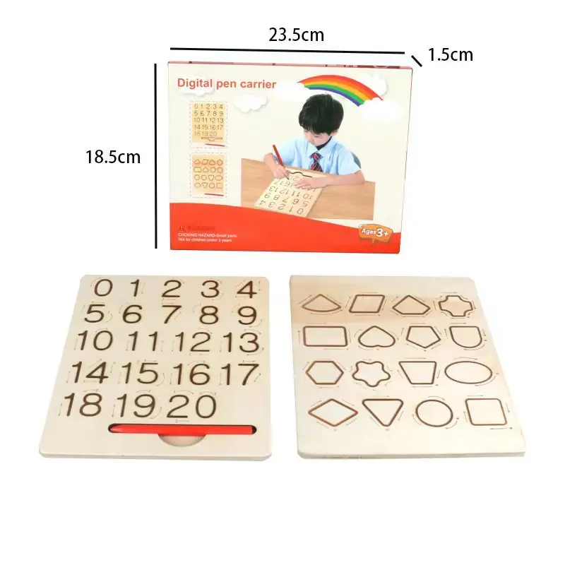 Wooden Alphabet Pad Practicing Board Montessori Double-Sided Tracing Tool Learning Write ABC Educational Montessori Toys for Kid