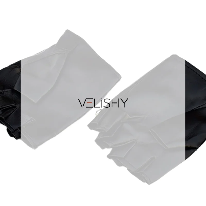 Leather Fingerless Short Gloves Black Rivets Stud Half Finger Mittens Fashion
