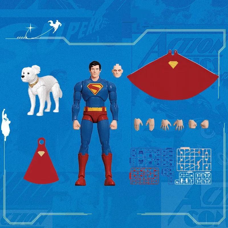Original blokees dc liga da justiça david corenswet superman figura de ação modelo montagem brinquedos ornamento desktop presentes aniversário