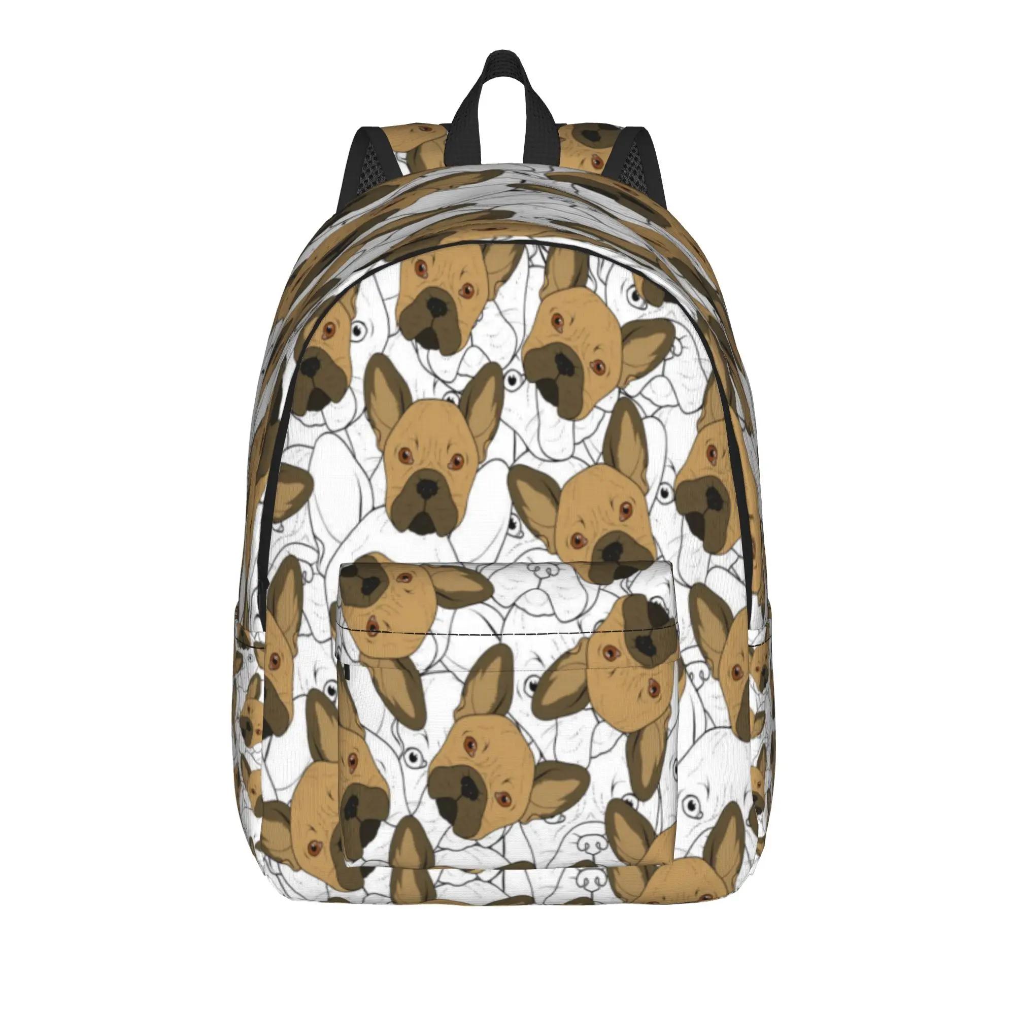 Cute Brown Bulldog Sketch Realistic Dog Animal Cartoon Backpack Youth Polyester College Backpacks School Bags Rucksack