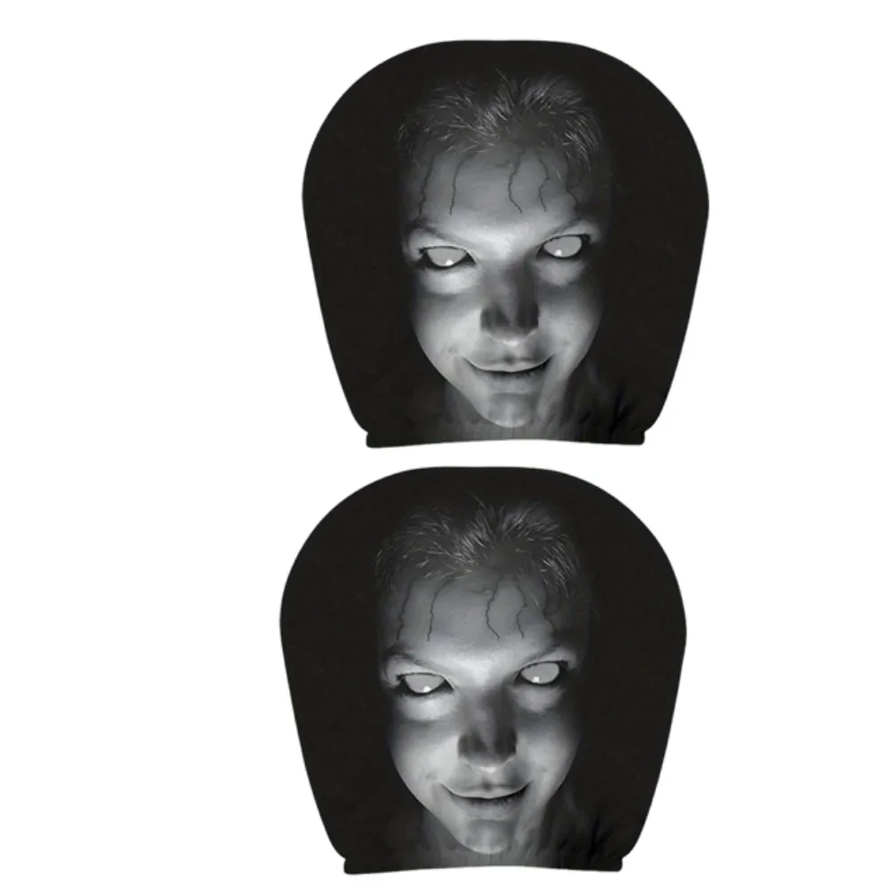 2Pcs Cartoon Car Headrest Covers Funny Face Expressions Cool Decorations Car Pillowcase Washable Exaggerated Car Seat Headcover